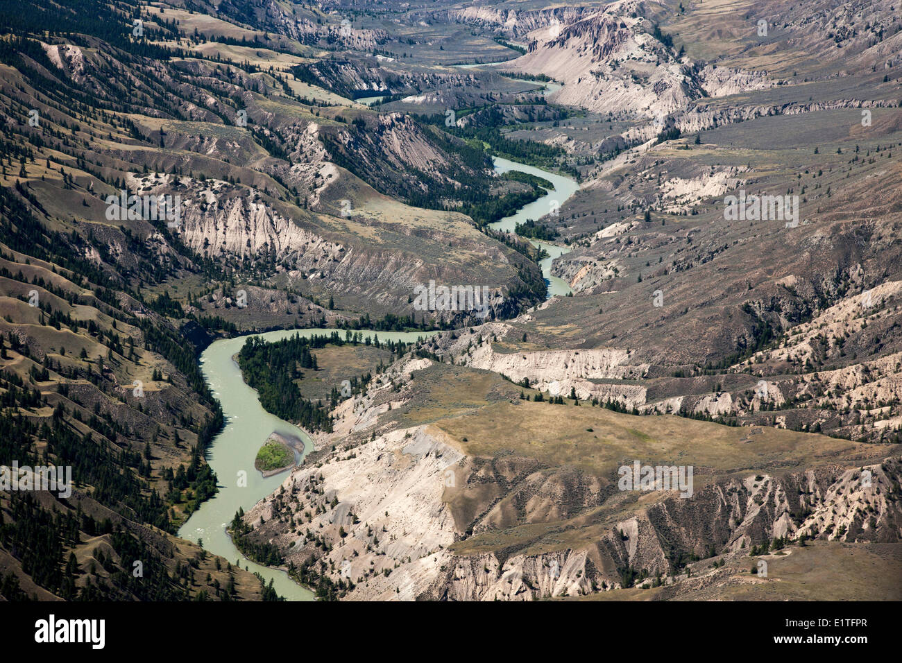 Aerial photography over the Chilcotin region of British Columbia Canada Stock Photo