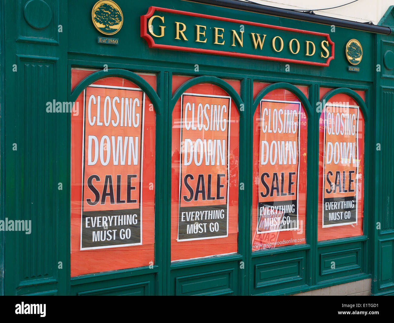 Closing down of a Greenwoods retail shop UK Stock Photo
