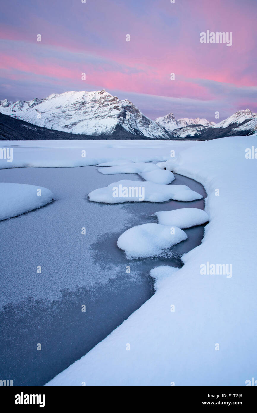 Upper Kananaskis Lake before sunrise, Kananaskis Country, Alberta, Canada Stock Photo