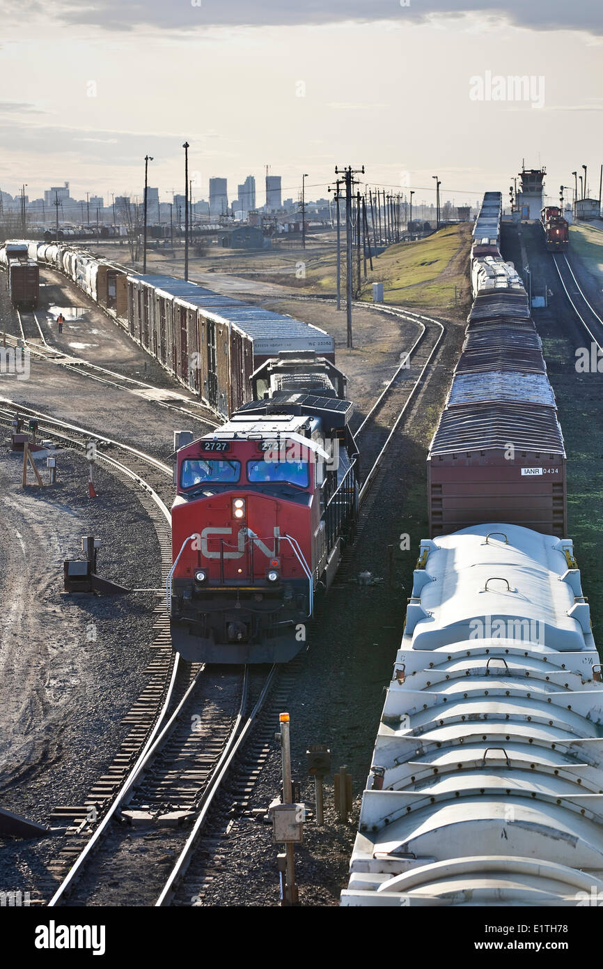 CN Rail Yard, Symington Yard, Winnipeg, Manitoba, Canada Stock Photo