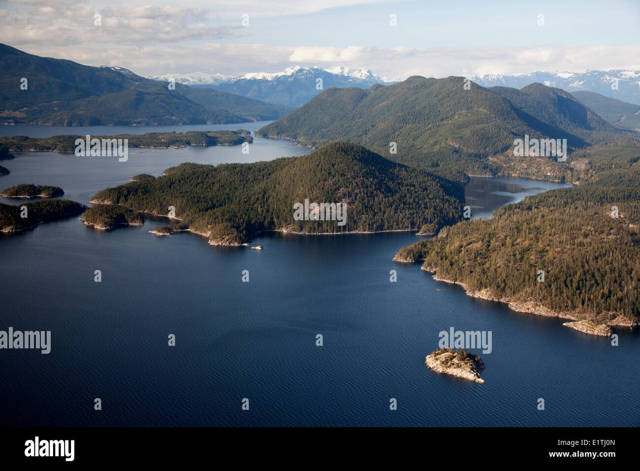 Nelson Island, Aerial, Summer, Strait of Georgia, Sunshine Coast, B.C., Canada Stock Photo