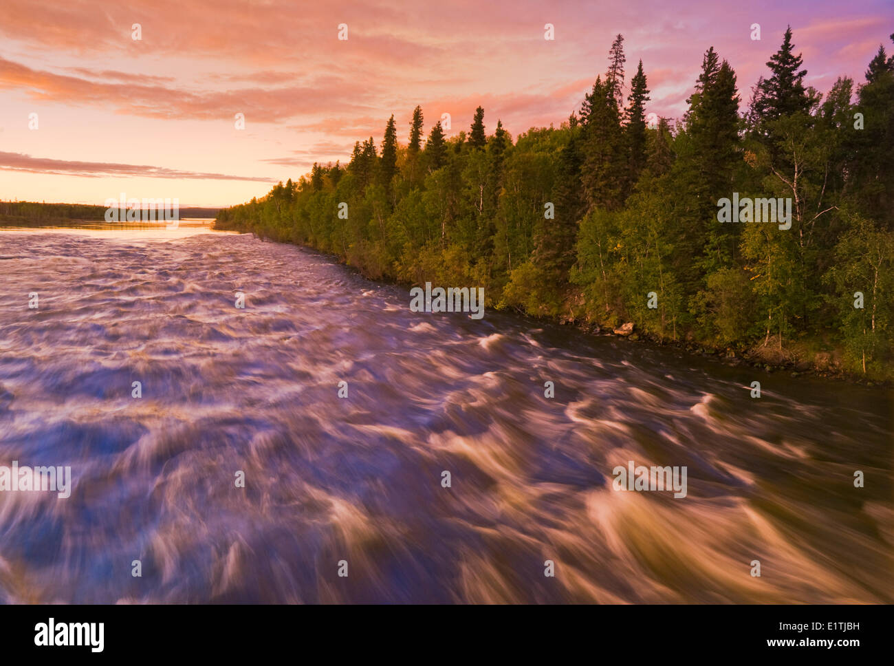 Otter Rapids along the Churchill River,  Northern Saskatchewan, Canada Stock Photo