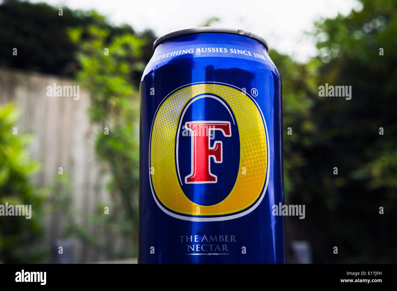 Fosters, beer can, tin, cans, tins, logo, Foster's, England, Great Britain, United Kingdom, May 21, 2014 (CTK Photo/Libor Sojka) Stock Photo