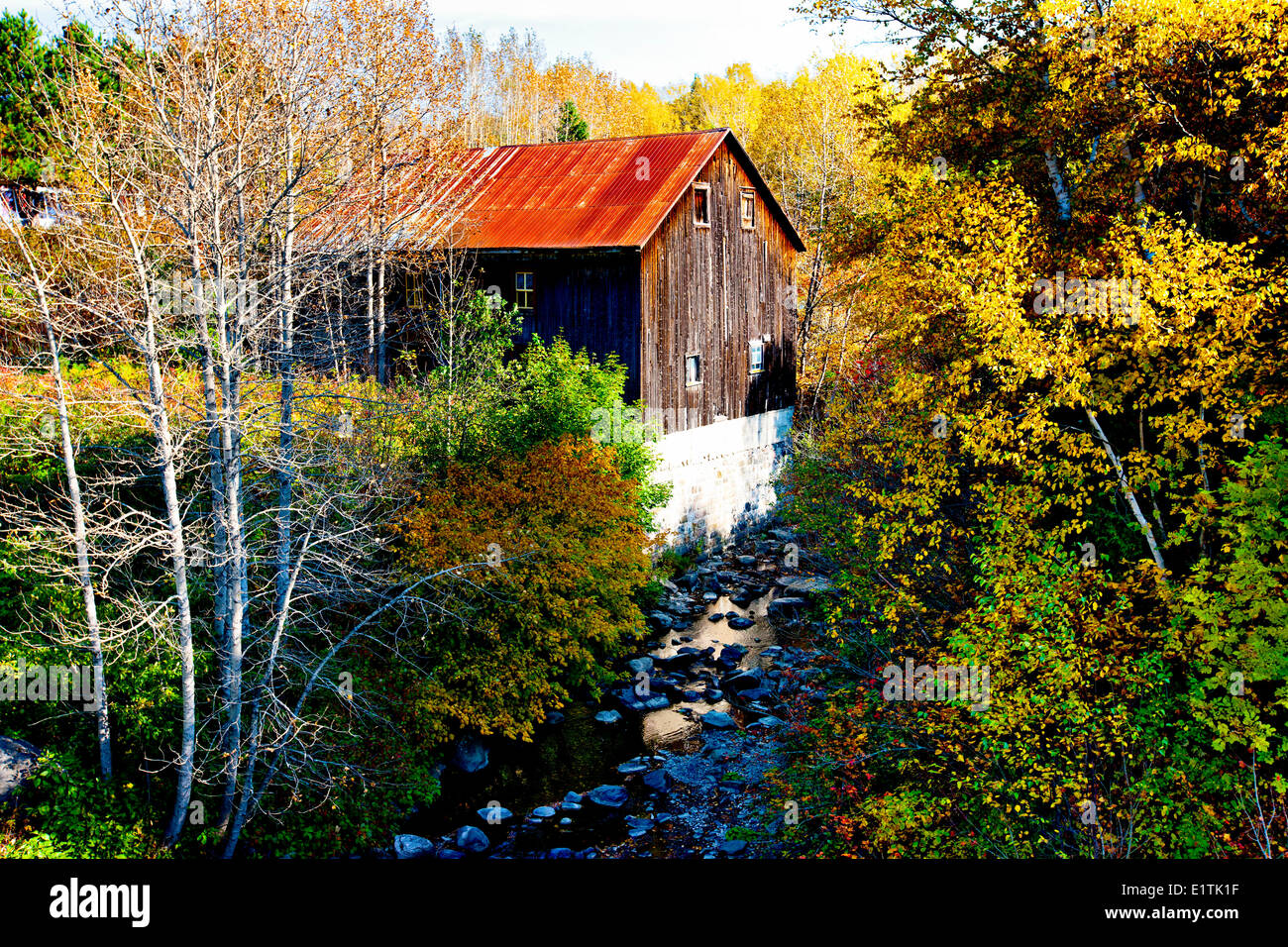 old mill, TroisPistoles River, Quebec, Canada Stock Photo Alamy