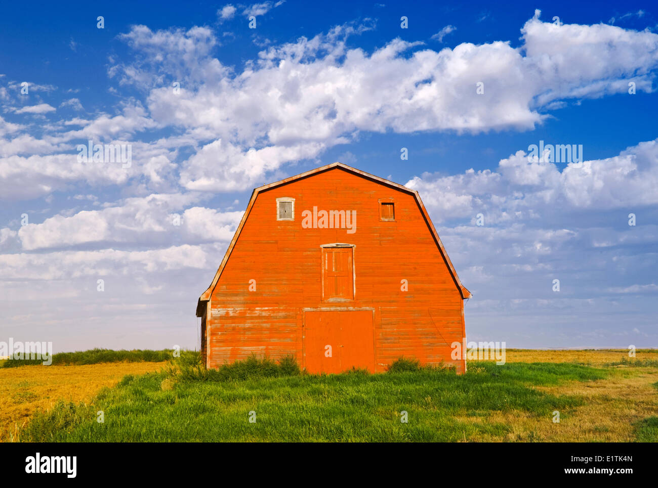 old red barn near Elrose, Saskatchewan, Canada Stock Photo