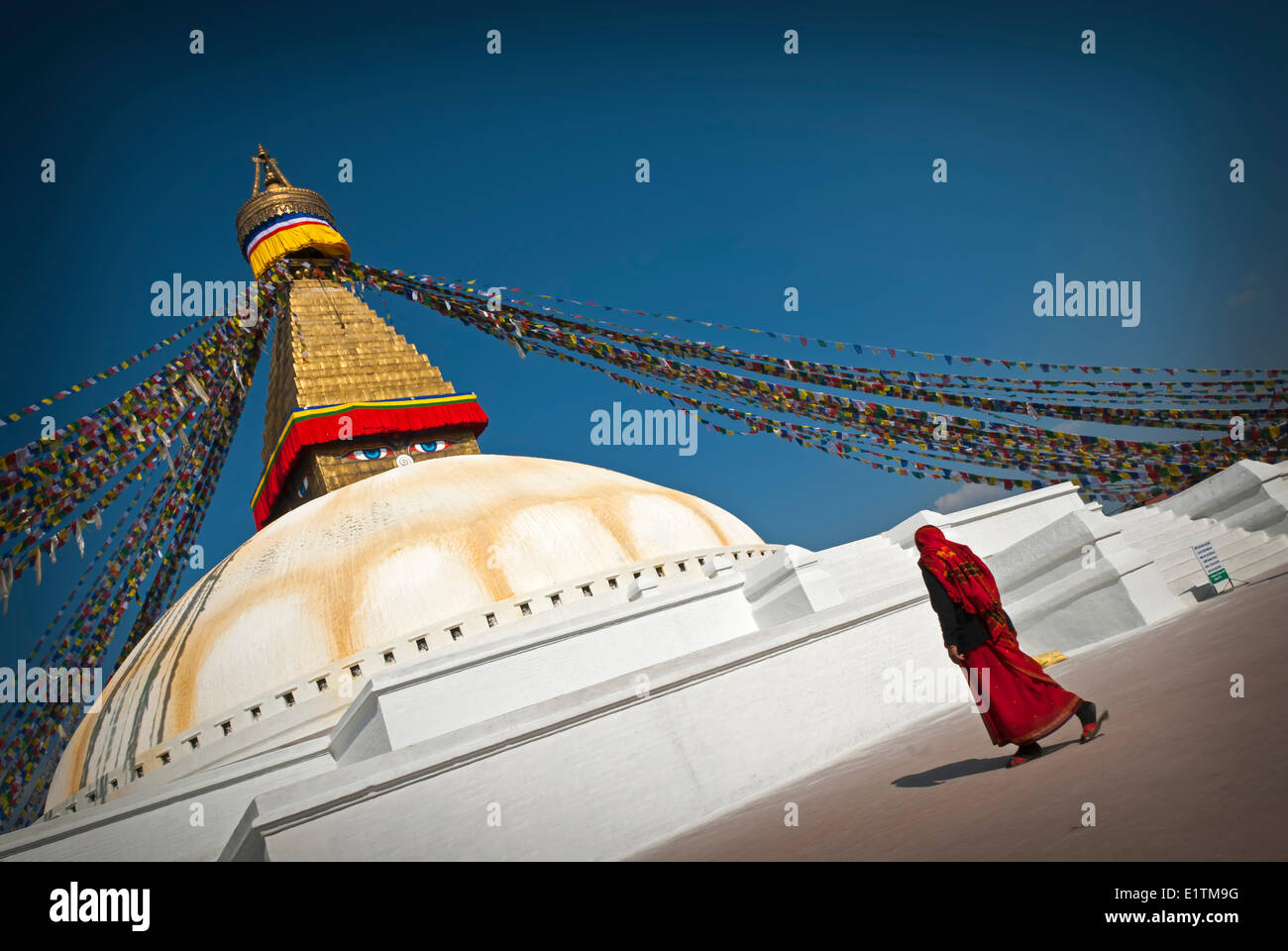 Boudhanath, is one of the holiest Buddhist sites in Kathmandu, Nepal Stock Photo