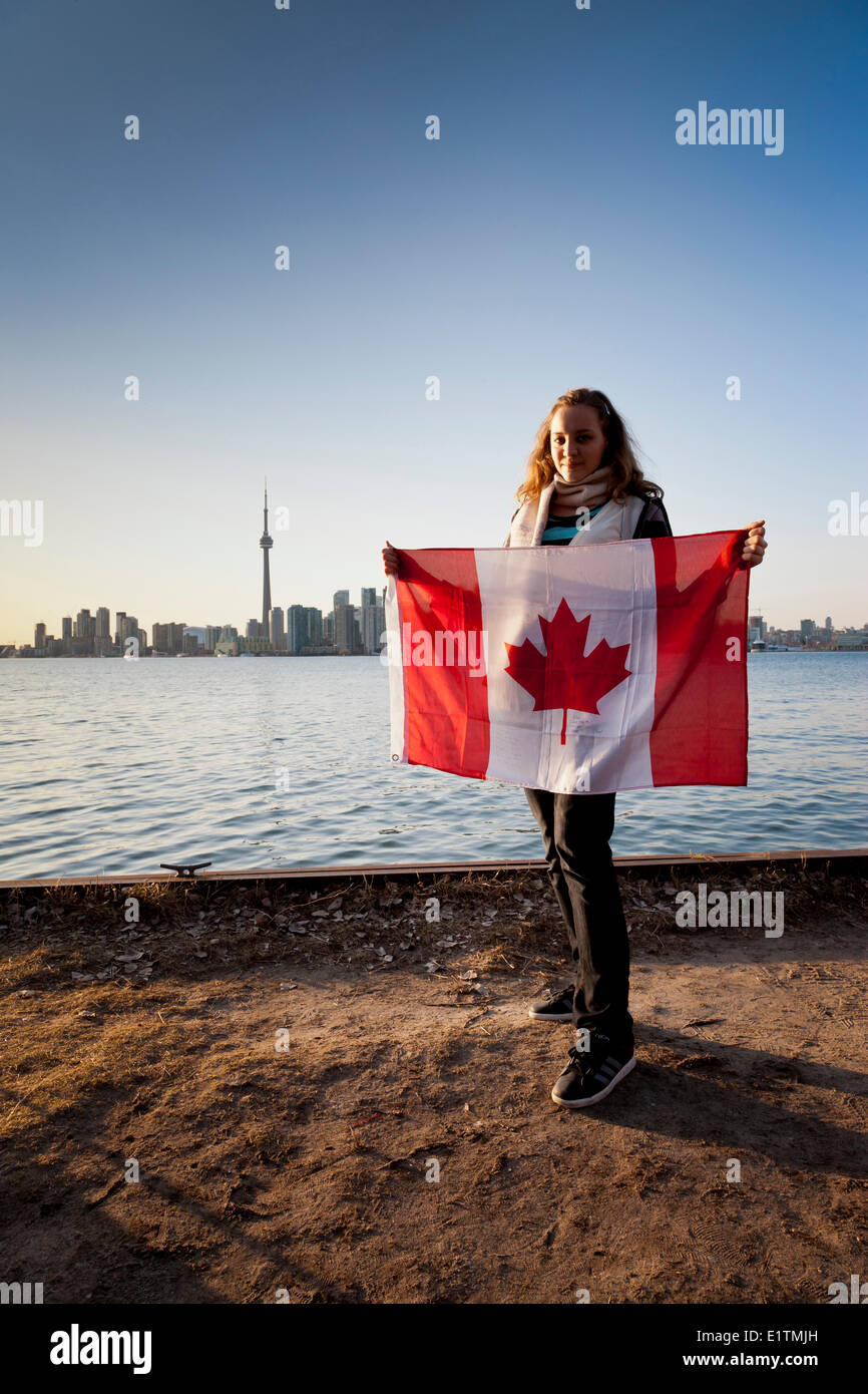 Canadian holding a flag hi-res stock photography and images - Alamy