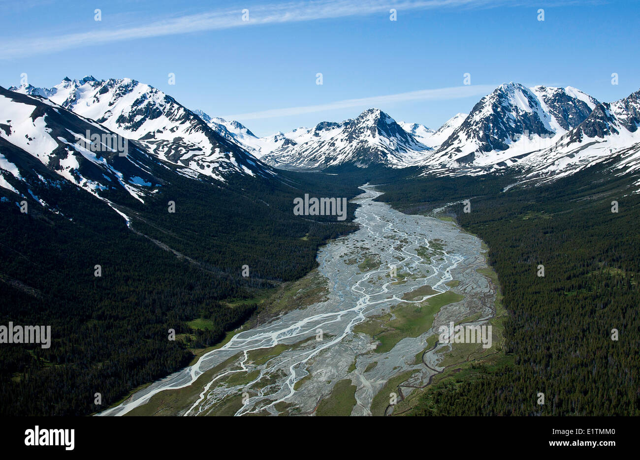 Aerial photography, Tchaikazan River, Chilcotin, British Columbia, Canada, Stock Photo