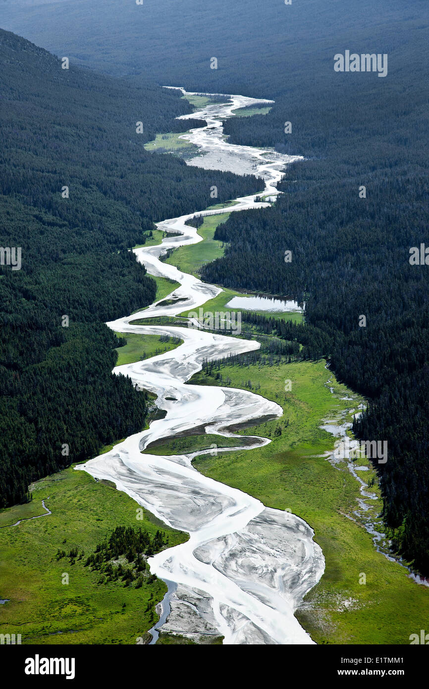 Aerial photography, Bridge River, British Columbia, Canada, Stock Photo