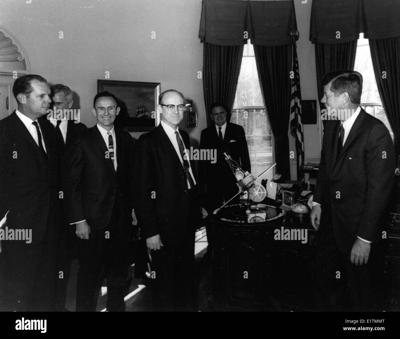 Kennedy Receives Mariner 2 Model Stock Photo