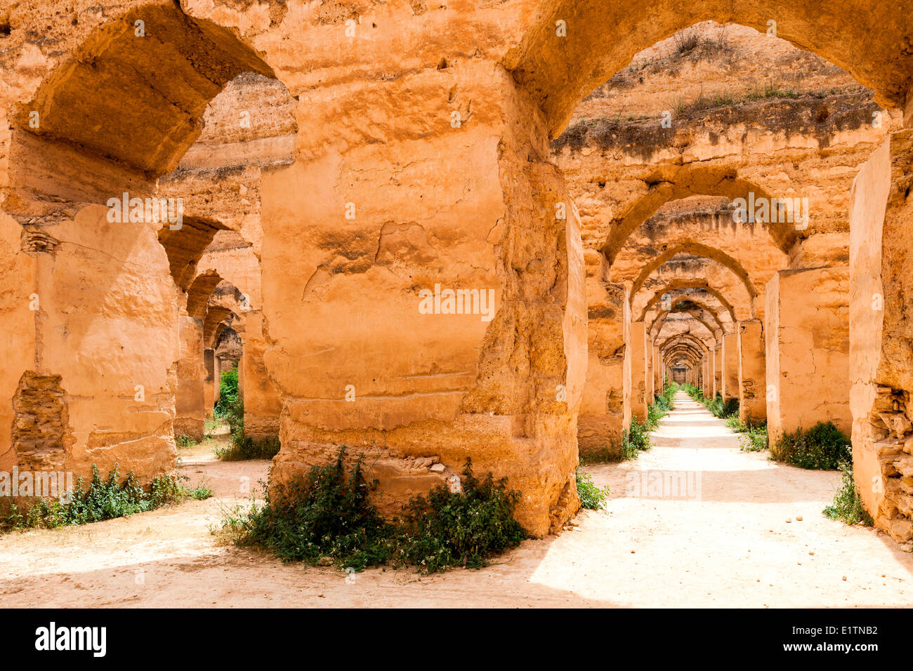 View of Heri es Souani, the Grainstore Stables in Meknes, Morocco. Stock Photo