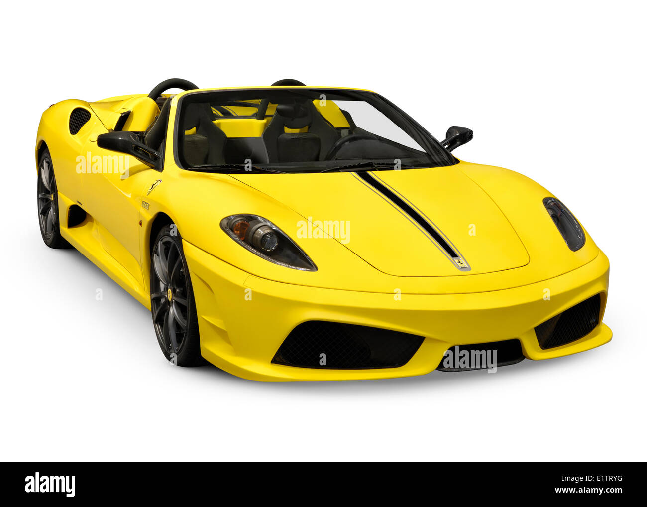 Yellow Ferrari 16M Scuderia Spider sports car isolated on white background Stock Photo