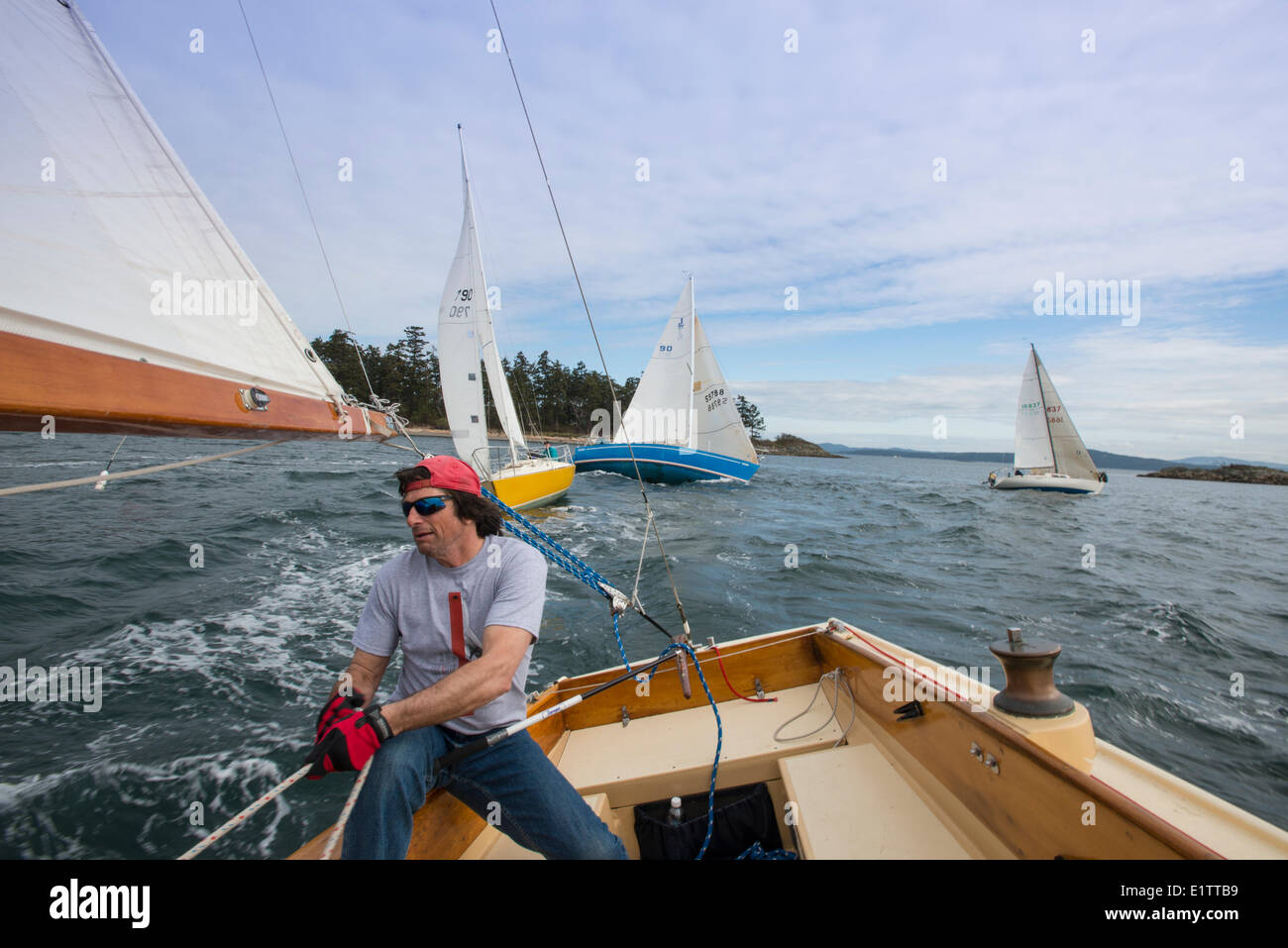 Sailboat racing, Vancouver Island, British Columbia, Canada Stock Photo