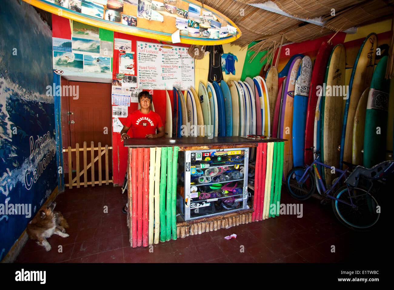 surf shop in San Juan del Sur, Nicaragua Stock Photo