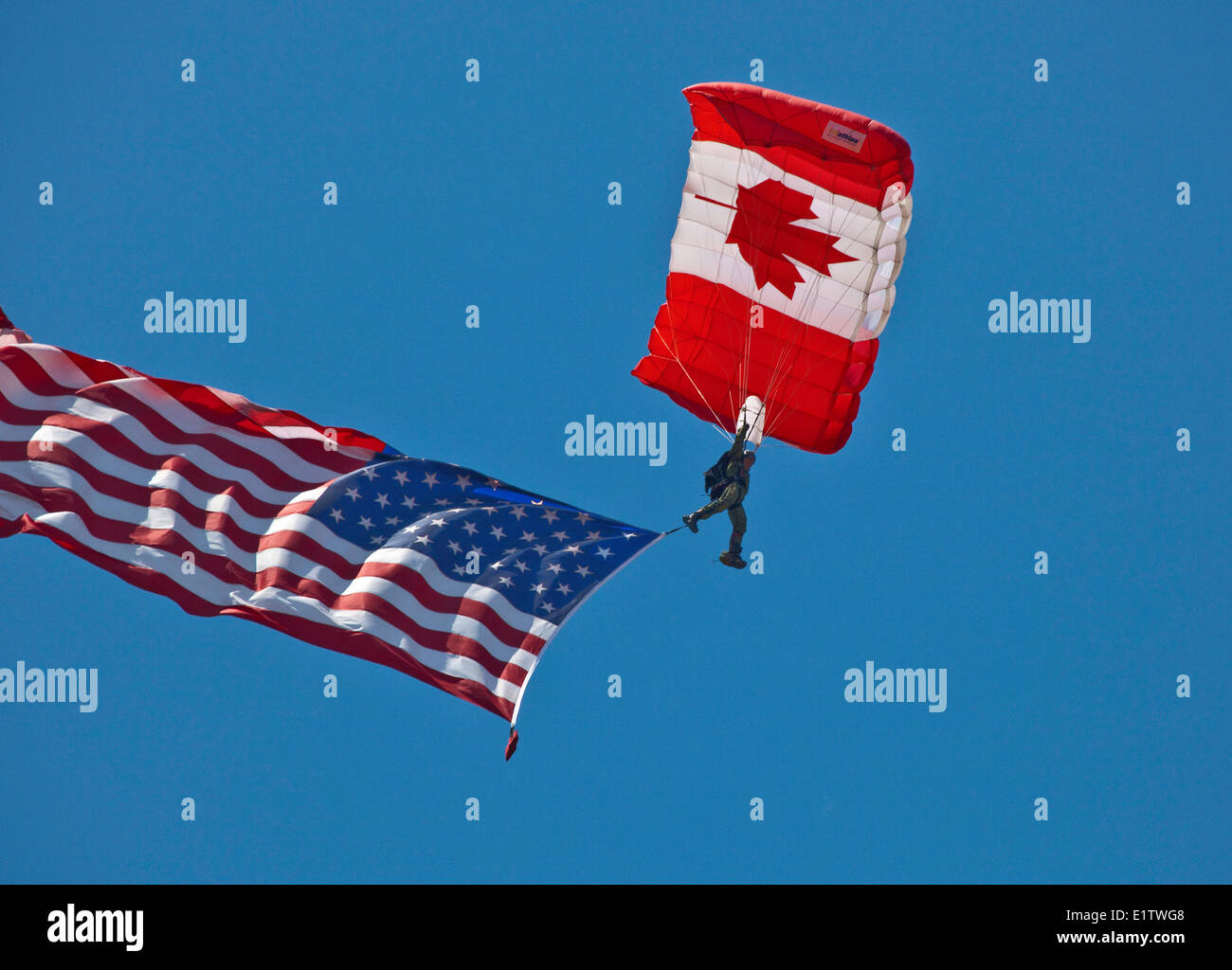 Canadian Forces Parachute Team, The SkyHawks;Forces canadiennes,les SkyHawks,The Skyhawks;Domonstartion Team;Canada;Trenton;Onta Stock Photo