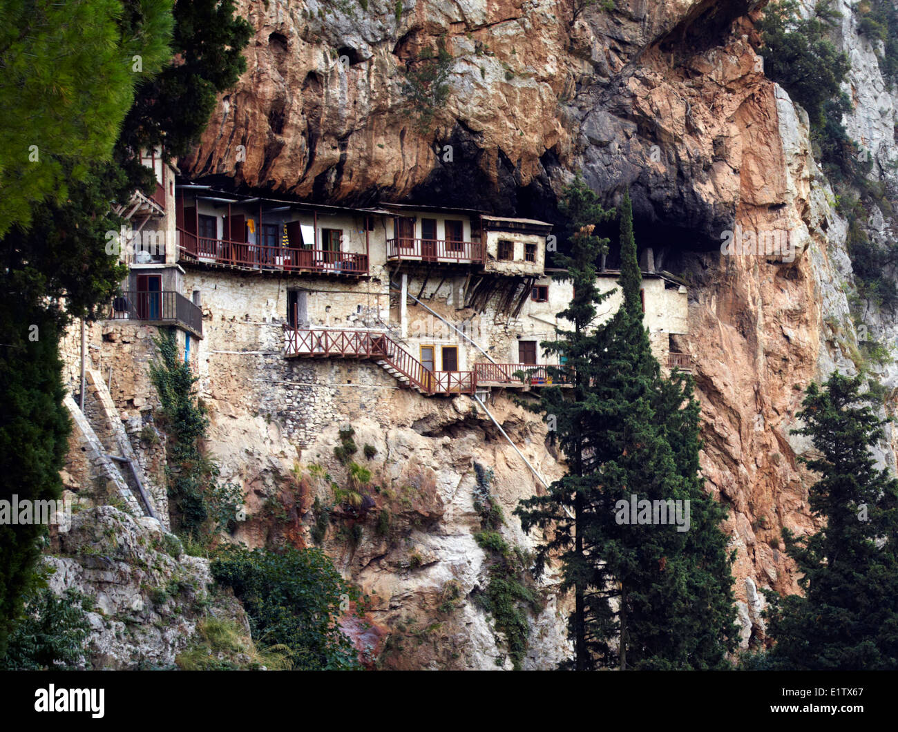 Europe, Greece, Peloponnese, Arcadia, Ioannis Prodromos Monastery entrance,  Lousios' s Gorge Stock Photo - Alamy
