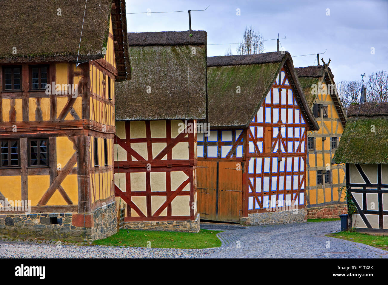 Half-timbered houses on display at Hessenpark (Open Air Museum), Neu-Anspach, Hessen, Germany, Europe. Stock Photo