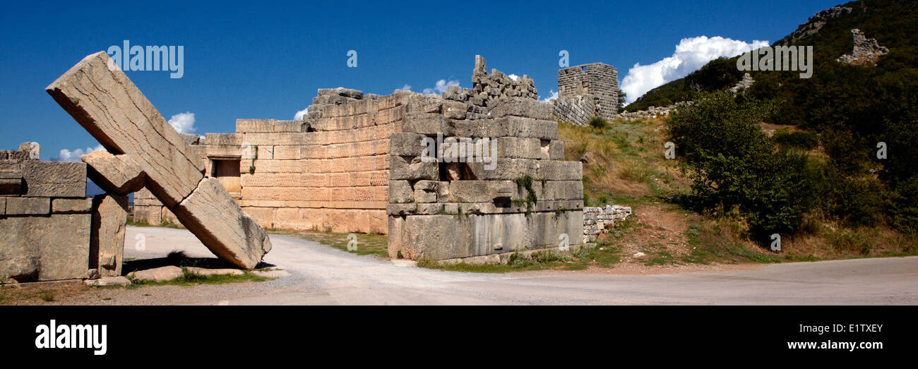 Europe, Greece, Peloponnese, Messinia, Ithomi, Antique Messinia, Arcadia's door, ruins Stock Photo