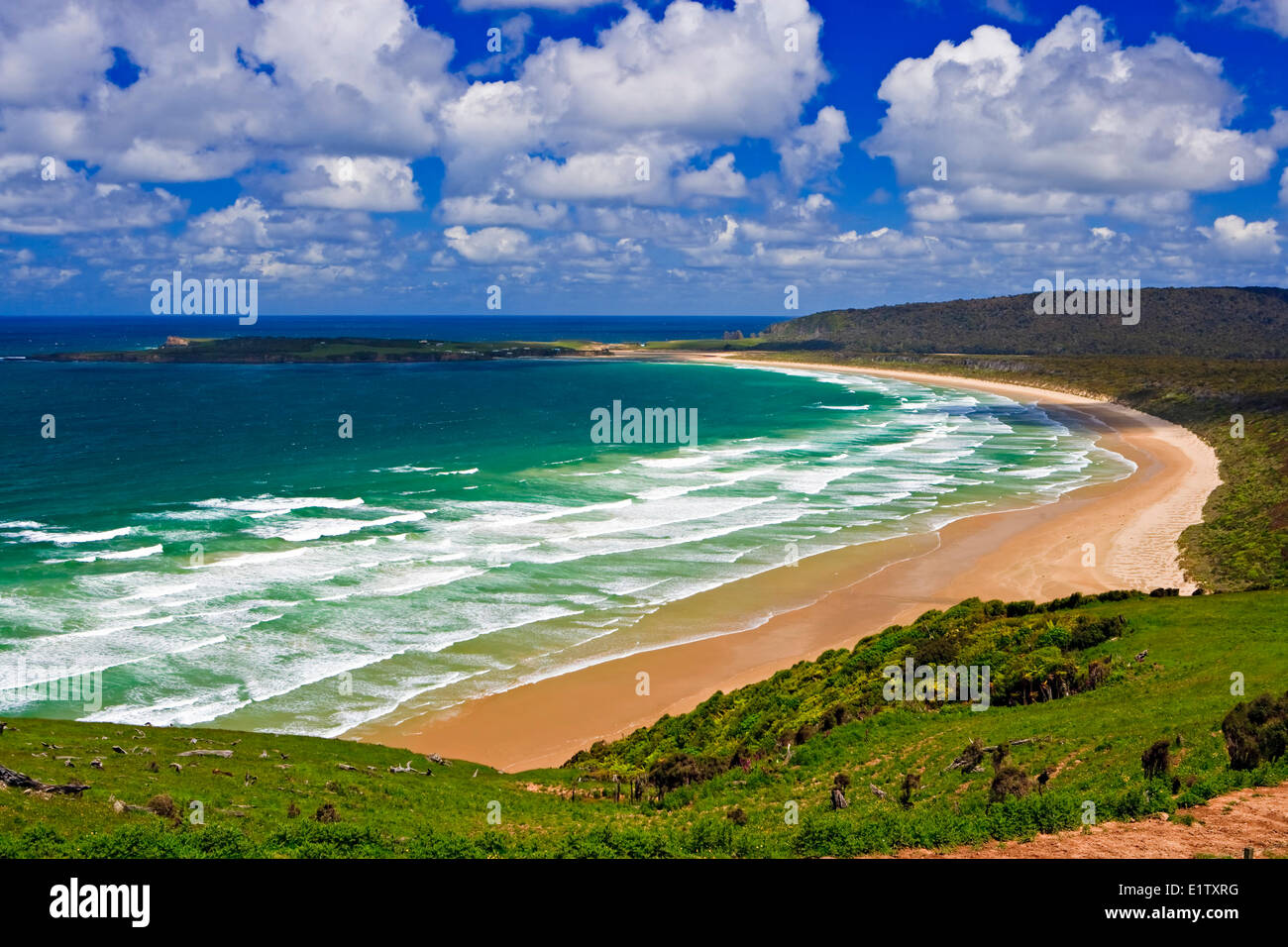 Tautuku Bay Tautuku Peninsula beach seen Florence Hill Lookout along the Catlins Coastal Heritage Trail Southern Scenic Route Stock Photo