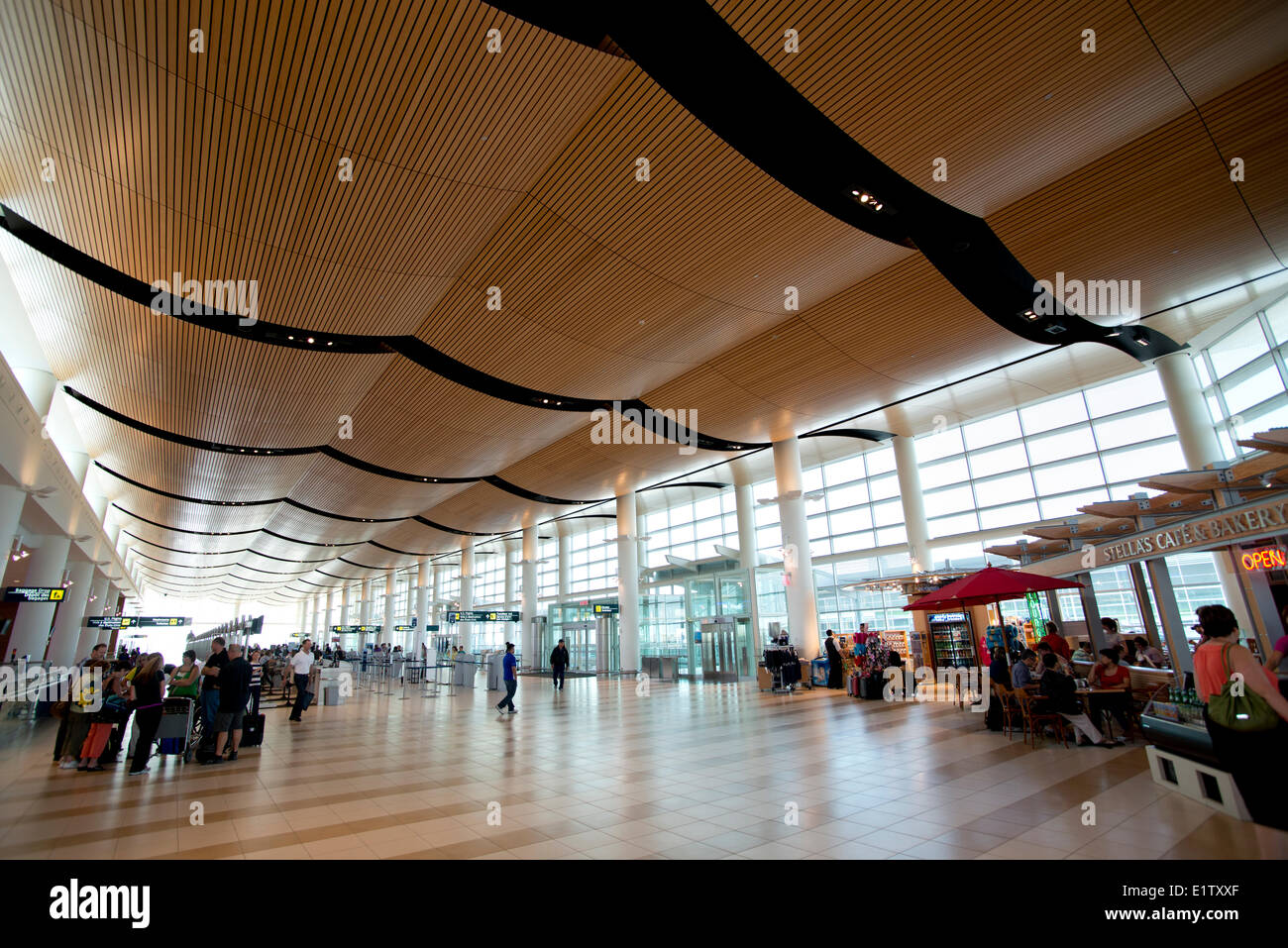 The departures level of Winnipeg James Armstrong Richardson International Airport. Winnipeg, Manitoba, Canada. Stock Photo