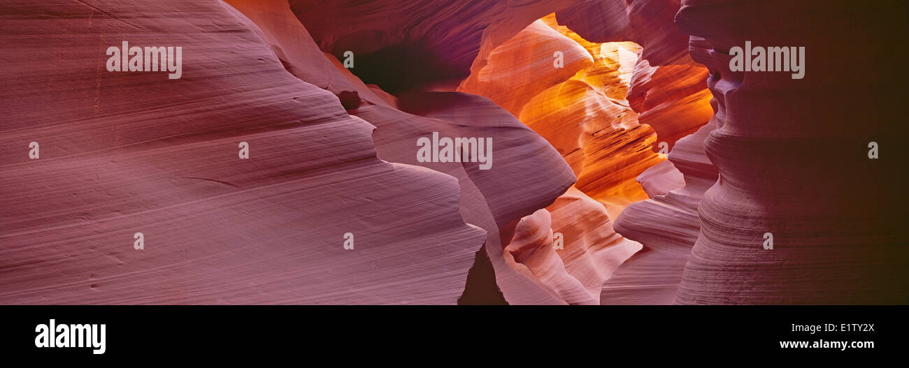 Panorama photo of Lower Antelope Canyon (slot canyon) near Page, Arizona, USA. Stock Photo