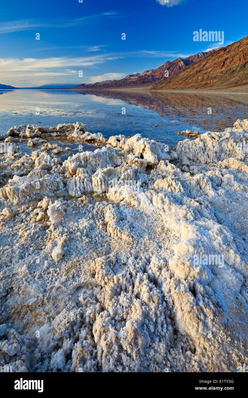 After heavy rain, water filled Badwater Basin, Badwater Basin, Death Valley National Park, California, USA Stock Photo