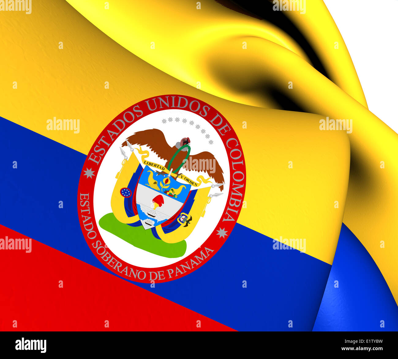 Sovereign State of Panama, 1863-1886 (Colombia) Flag. Close Up. Stock Photo