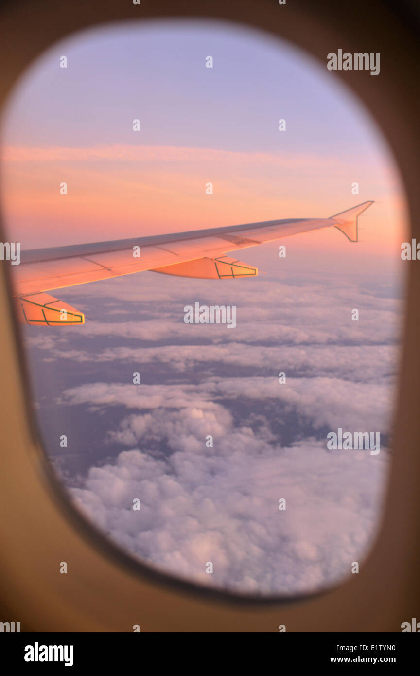 view from window of Airbus 320 aircraft Stock Photo