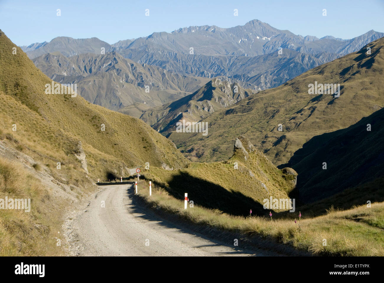 Skippers Road, near Queenstown, Otago, South Island, New Zealand Stock Photo