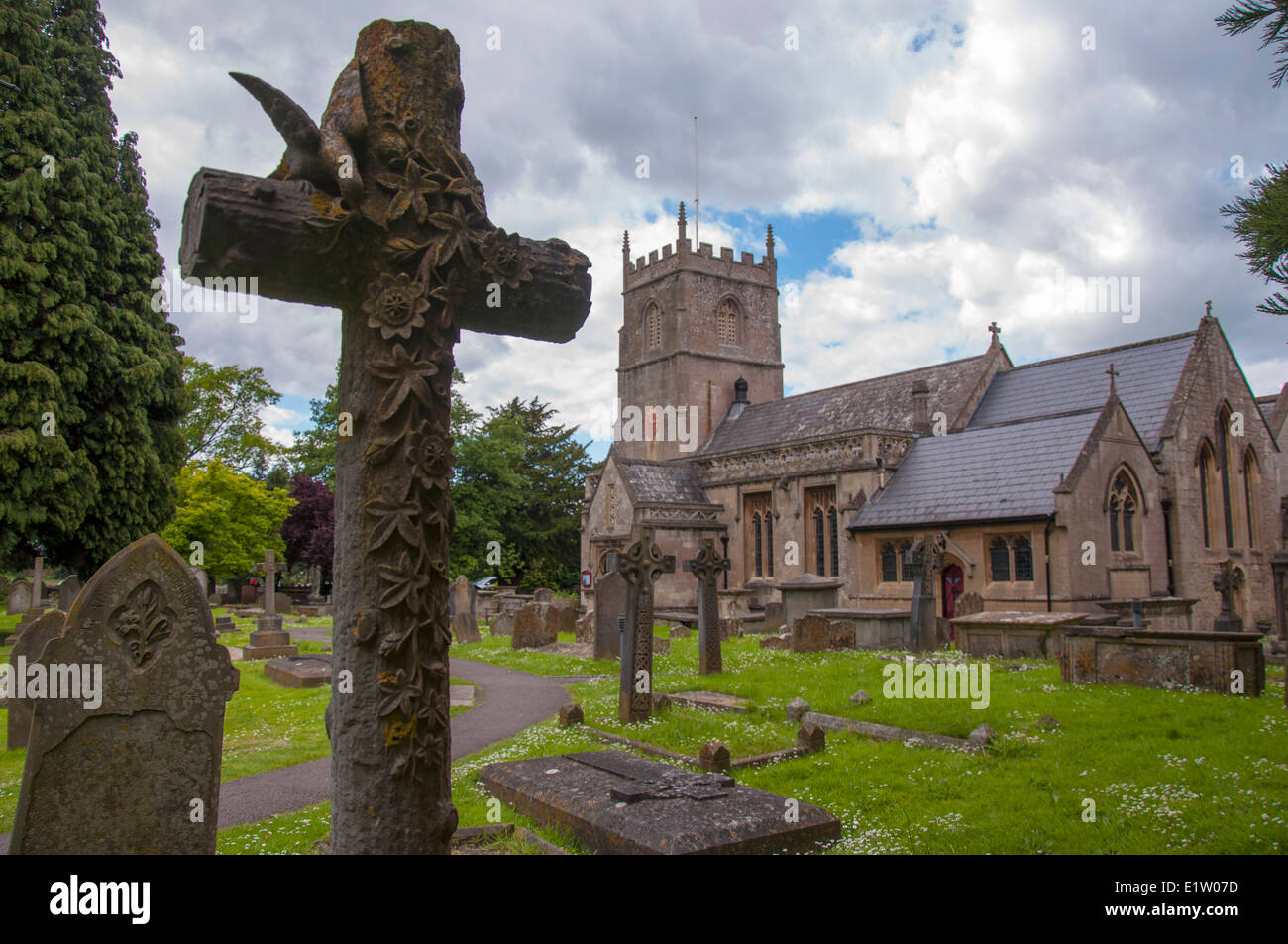 Saint St Nicholas Church and graveyard in Bathampton Somerset England