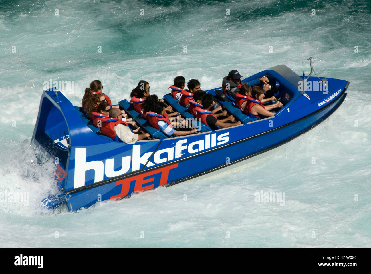 Tourist Jet Boat, Huka Falls, Waikato River, Taupo, North Island, New