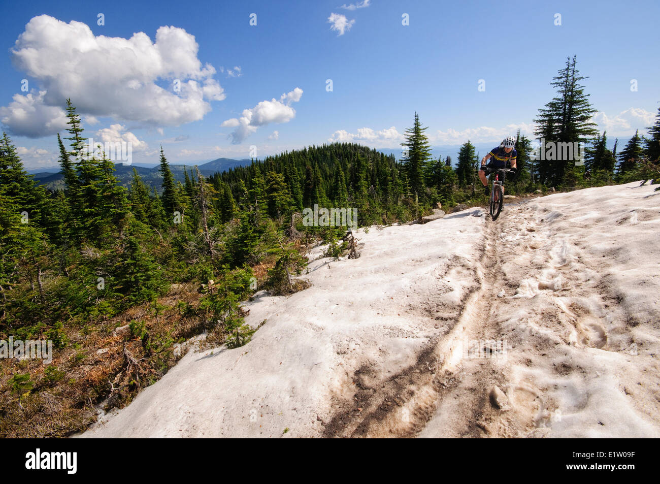 Mountain biking along the Seven Summits trail in Rossland. Kootenay