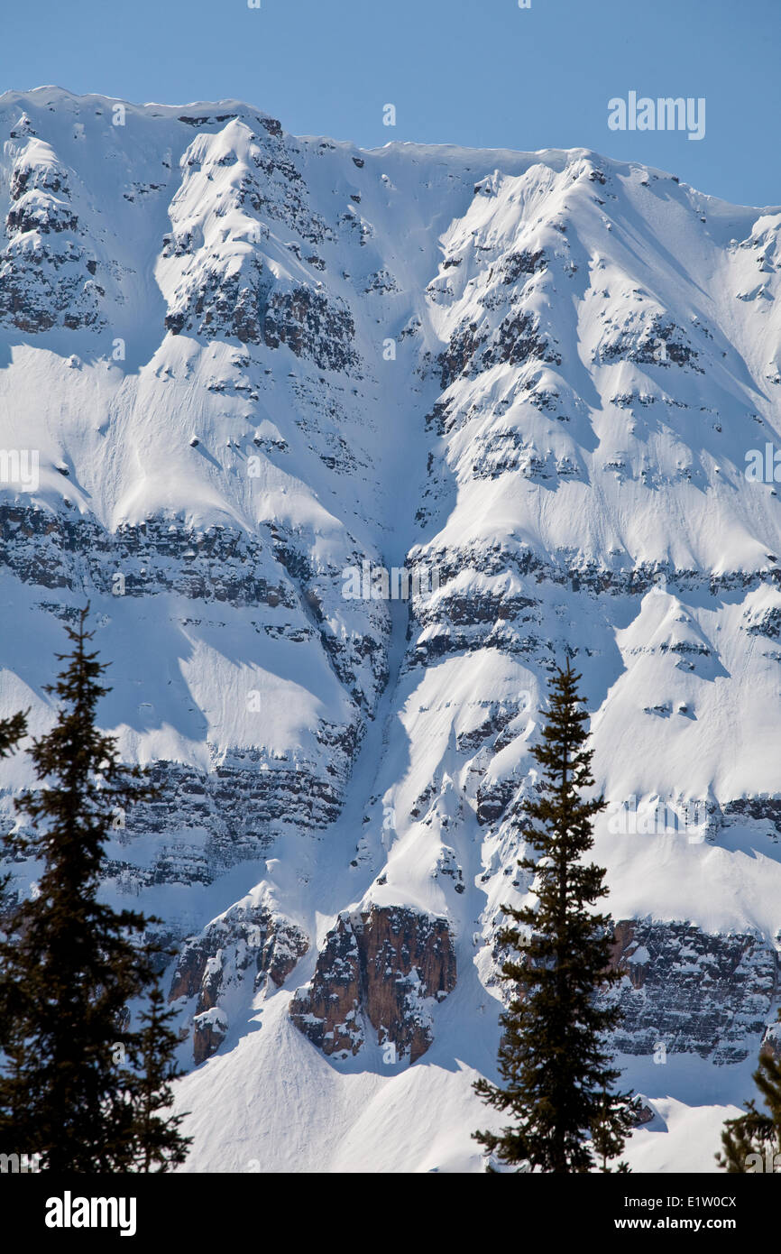 the funnel of death couloir, Bow Peak, Banff National Park, AB Stock Photo