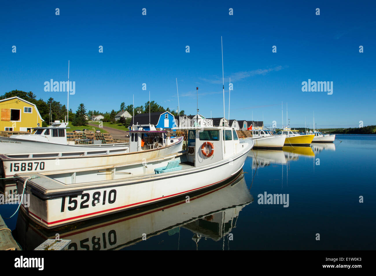 Fishing boats, French River Wharf, Prince Edward Island, Canada Stock Photo