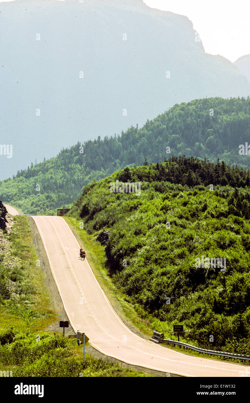 Cycling through Gros Morne National Park, Newfoundland, Canada Stock Photo