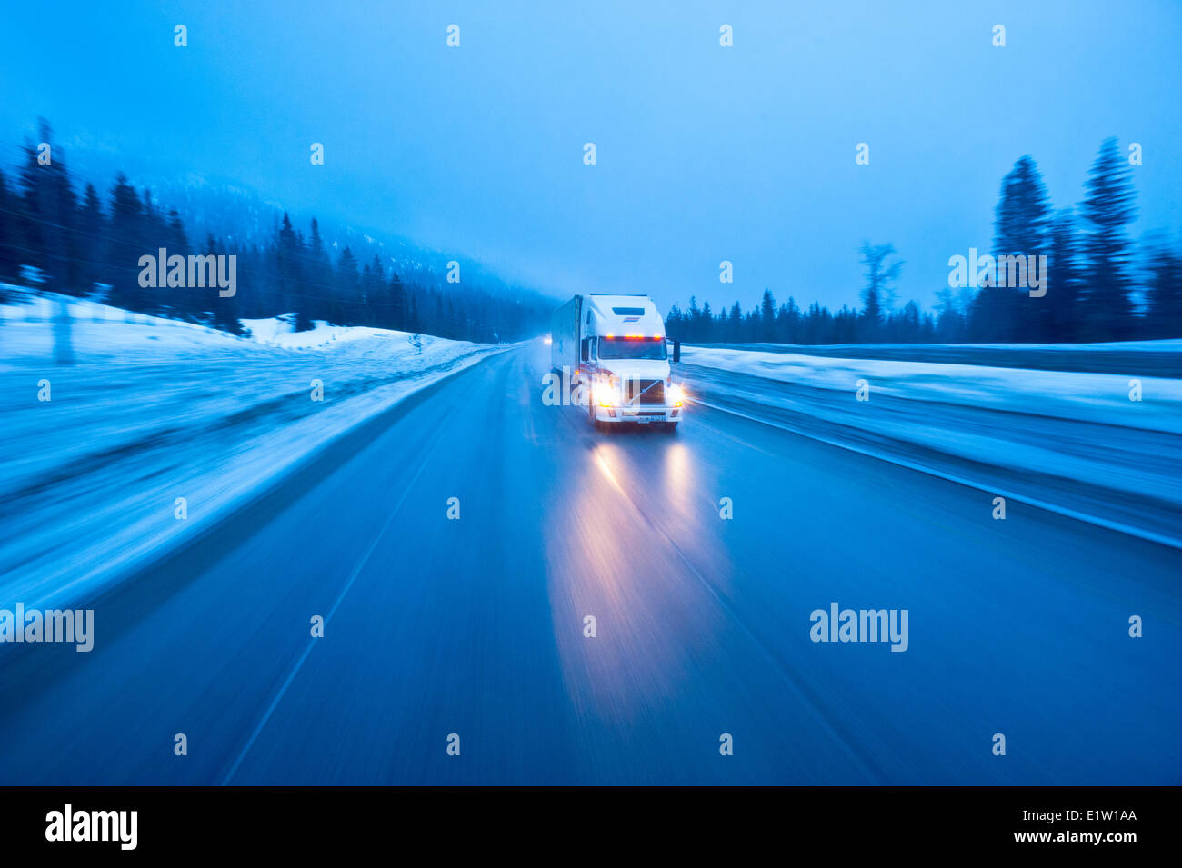 Transport Trucks On The Coquihalla Highway Stock Photo Alamy