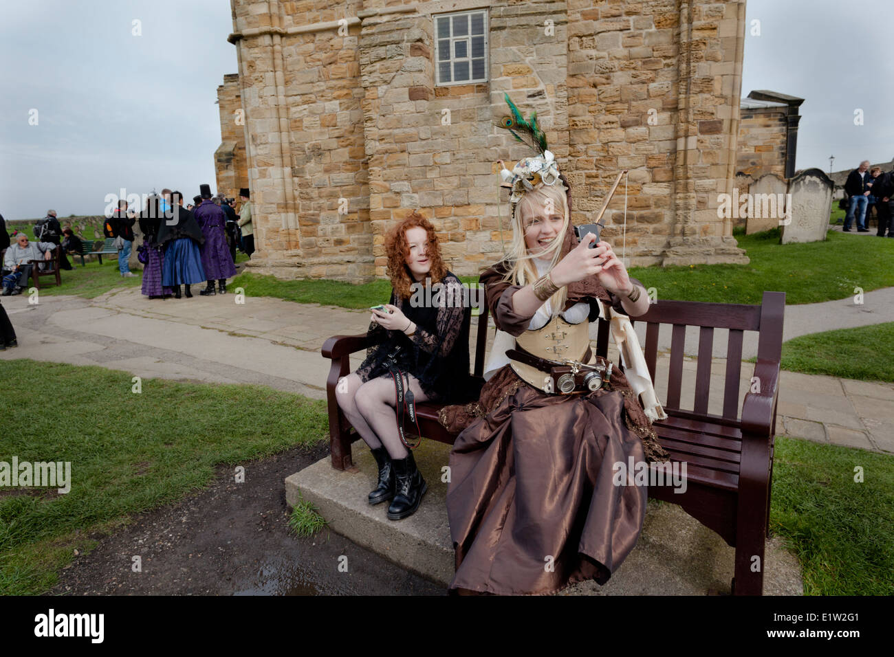 Steam Punk Selfie at Whitby Goth Festival April 2014 Stock Photo