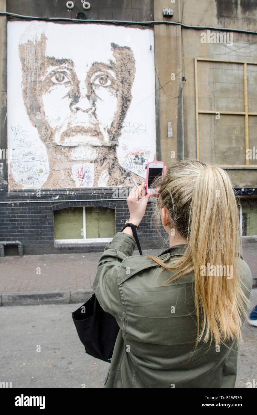Street Art, near Brick Lane, Shoreditch, East London, England Stock