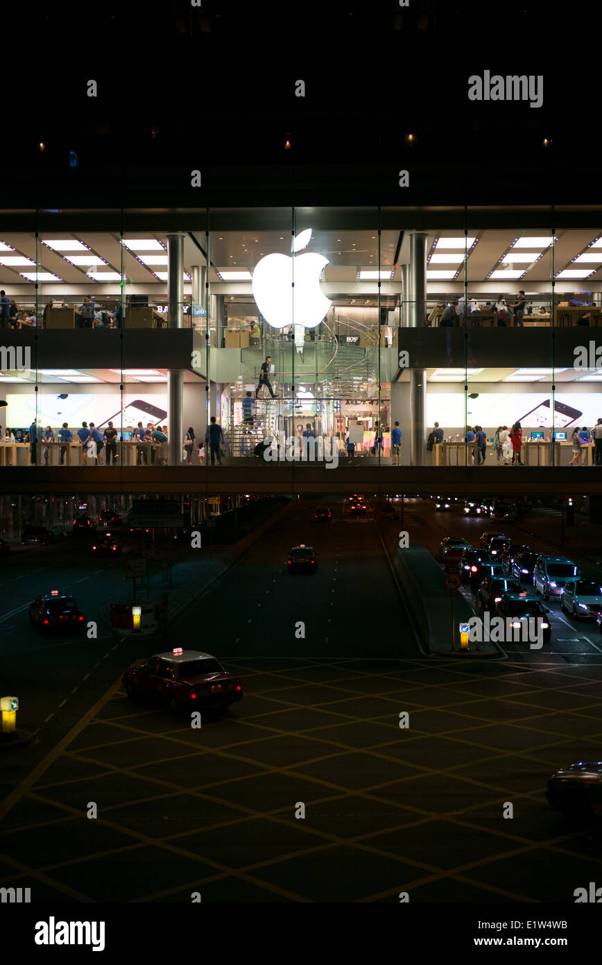 The Apple Store in Central, Hong Kong at night Stock Photo Alamy