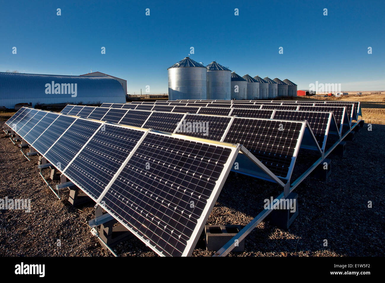 Solar panels on farm near Calgary, Alberta, Canada Stock Photo Alamy