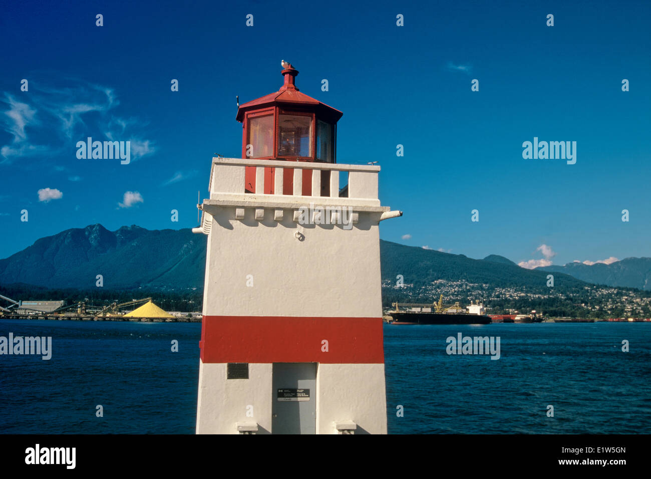 Lighthouse at Brockton Point in Stanley Park, Vancouver, British Columbia, Canada Stock Photo