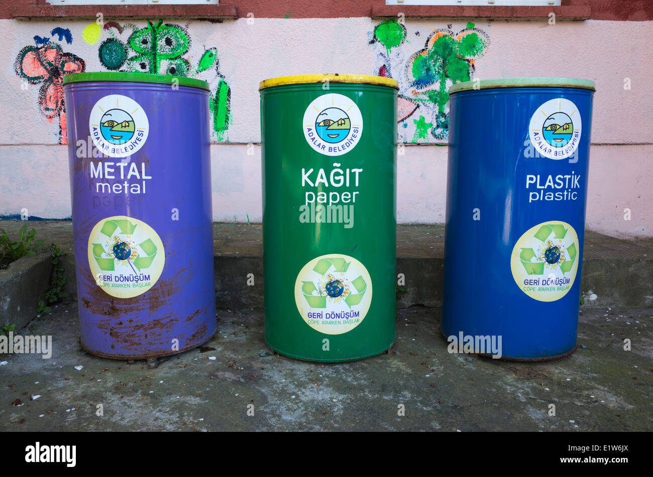 Recycling bins in Turkey Stock Photo Alamy