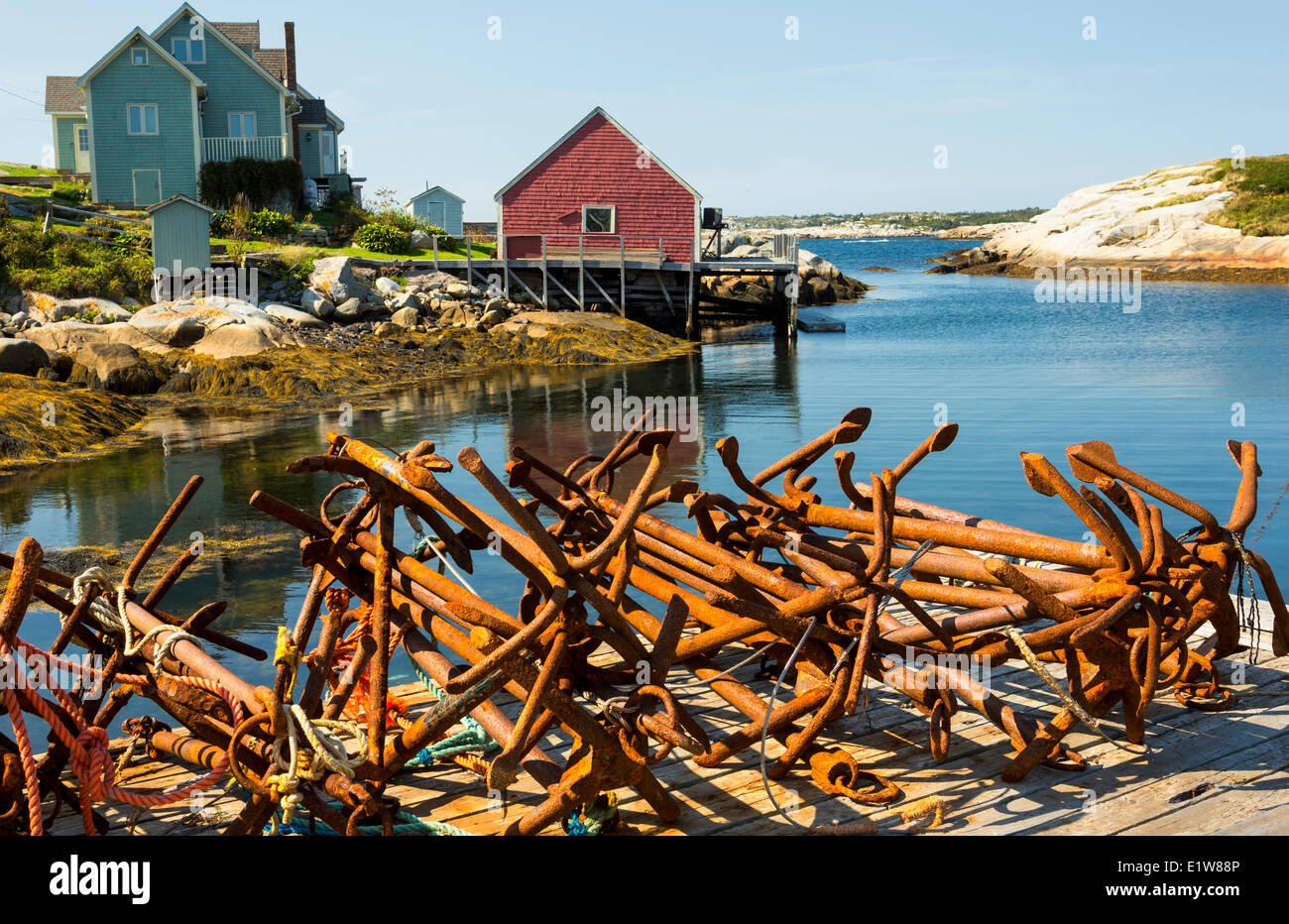 Rusty anchors, Peggy's Cove, Nova Scotia, Canada Stock Photo