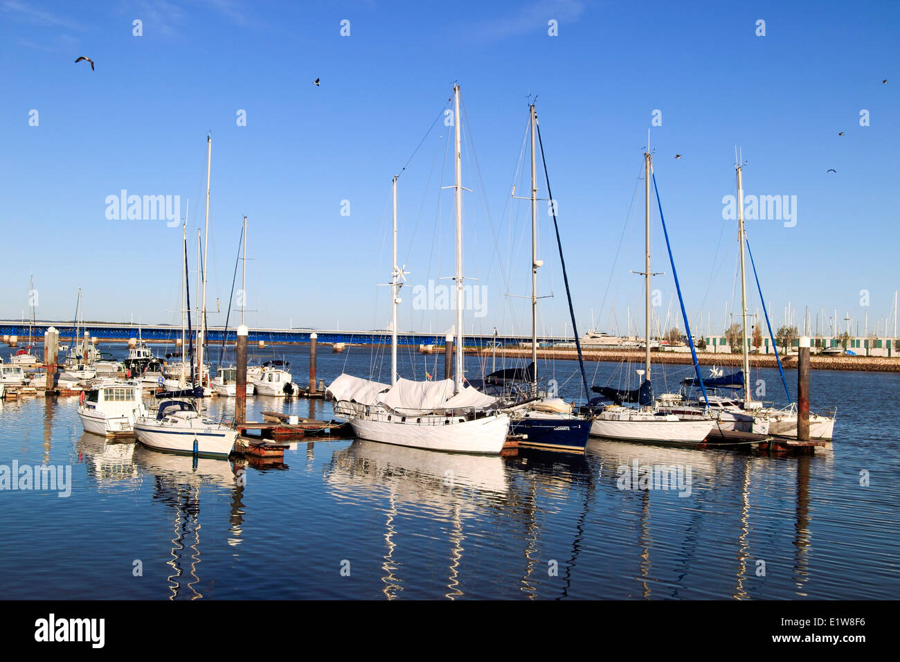 Yachts at the marina on the River Arade, Portimao Harbour, Algarve, Portugal Stock Photo