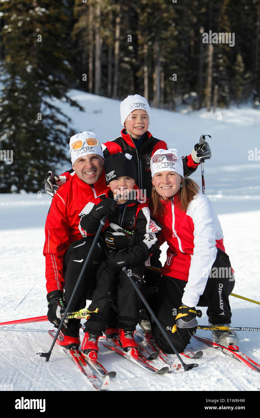 Family Cross Country Skiing at Sovereign Lake Nordic Centre, near