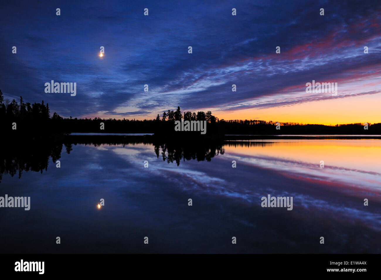 Moonrise over Longbow Lake, Kenora, Ontario, Canada Stock Photo Alamy