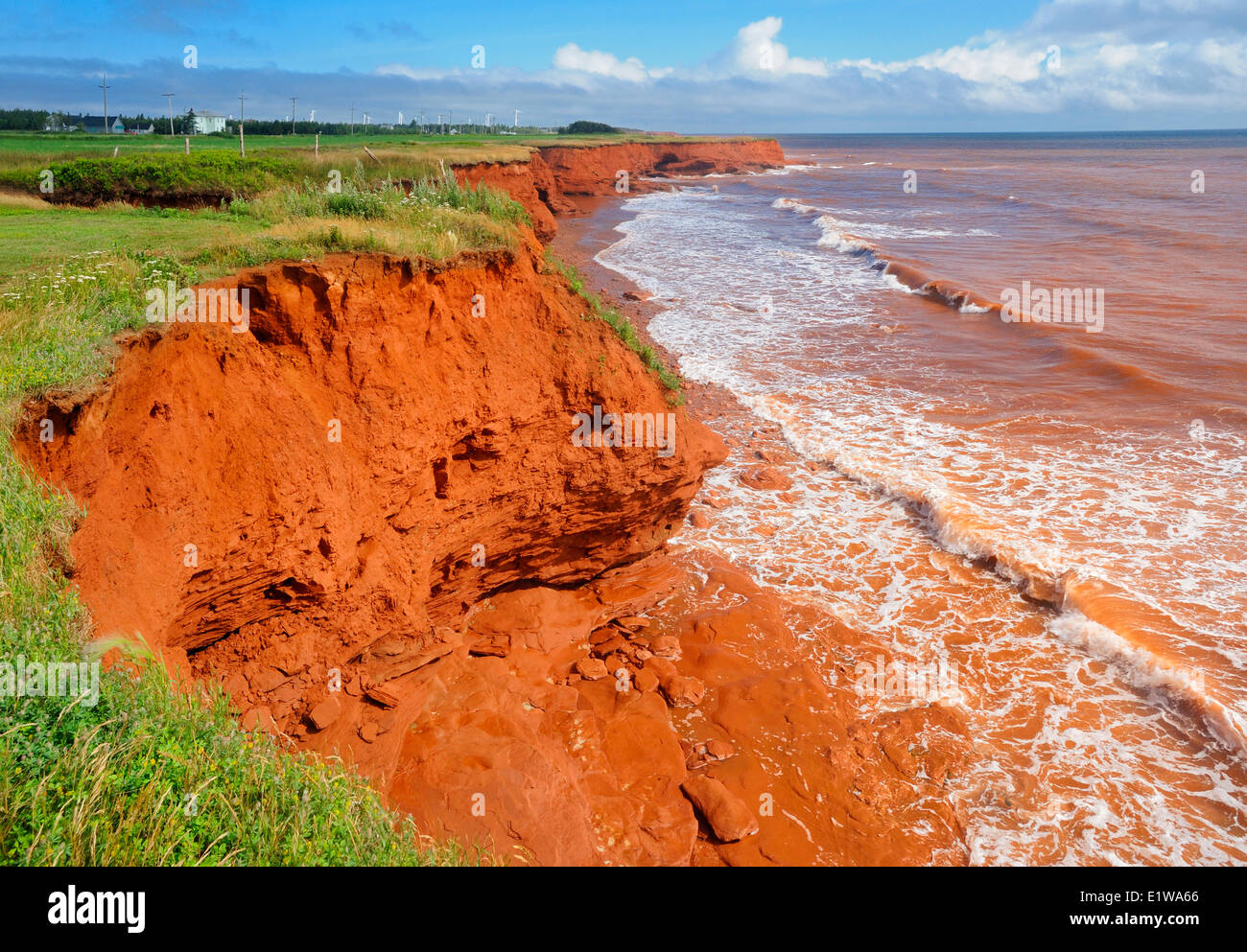 Gulf of St. Lawrence and red cliffs, Prince Edward Island, Canada Stock