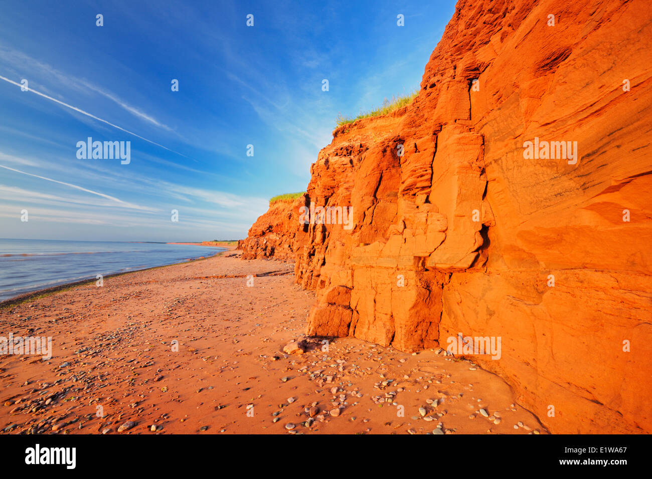 Red cliffs along Gulf of St. Lawrence at sunset, Campbellton, Prince