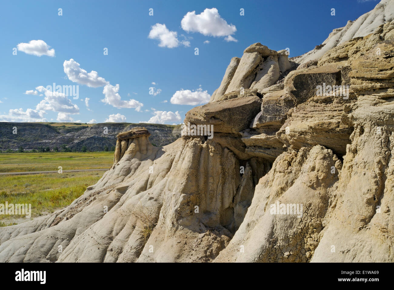Badland formations, along the Red Deer River, Alberta, Canada Stock Photo