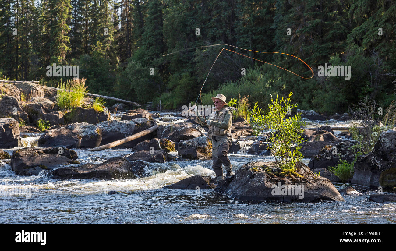 Fly fishing, Blackwater River, British Columbia, Canada Stock Photo